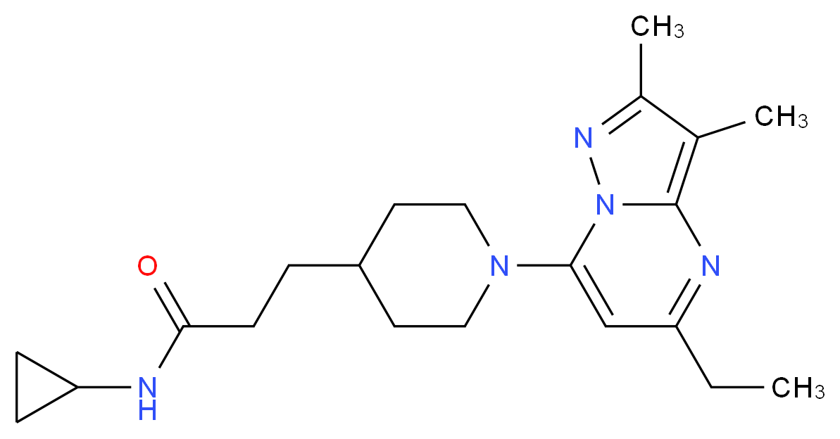 N-cyclopropyl-3-[1-(5-ethyl-2,3-dimethylpyrazolo[1,5-a]pyrimidin-7-yl)-4-piperidinyl]propanamide_分子结构_CAS_)