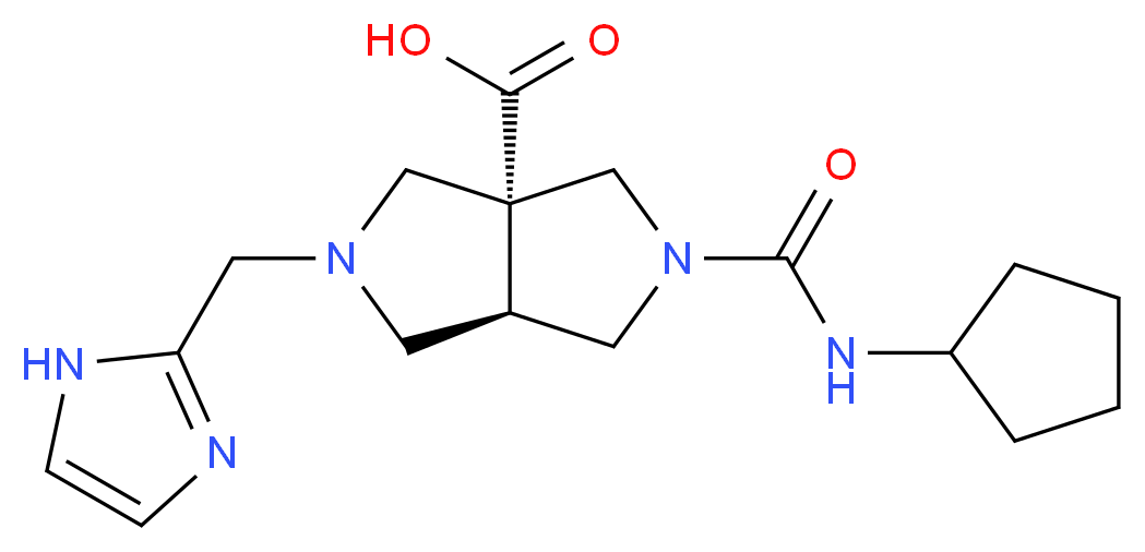 (3aR*,6aR*)-2-[(cyclopentylamino)carbonyl]-5-(1H-imidazol-2-ylmethyl)hexahydropyrrolo[3,4-c]pyrrole-3a(1H)-carboxylic acid_分子结构_CAS_)