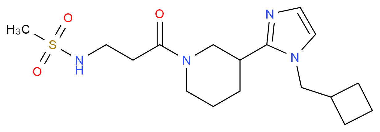 N-(3-{3-[1-(cyclobutylmethyl)-1H-imidazol-2-yl]-1-piperidinyl}-3-oxopropyl)methanesulfonamide (non-preferred name)_分子结构_CAS_)