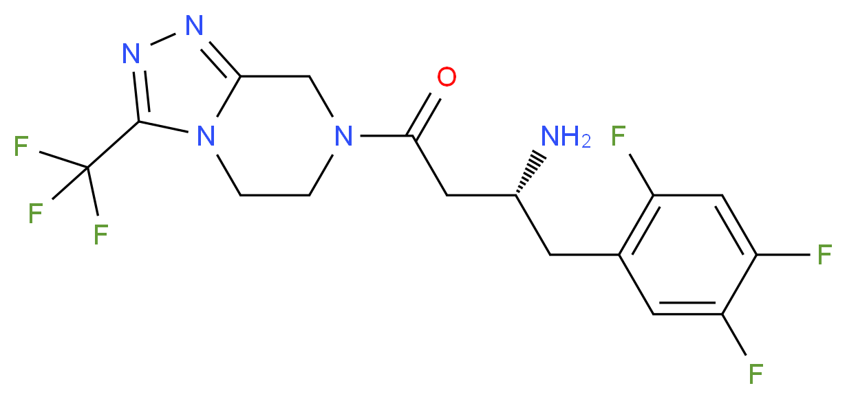 (3R)-3-amino-1-[3-(trifluoromethyl)-5H,6H,7H,8H-[1,2,4]triazolo[4,3-a]pyrazin-7-yl]-4-(2,4,5-trifluorophenyl)butan-1-one_分子结构_CAS_)