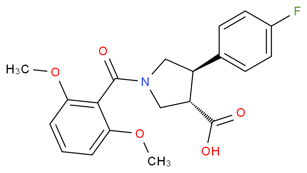 (3S*,4R*)-1-(2,6-dimethoxybenzoyl)-4-(4-fluorophenyl)pyrrolidine-3-carboxylic acid_分子结构_CAS_)