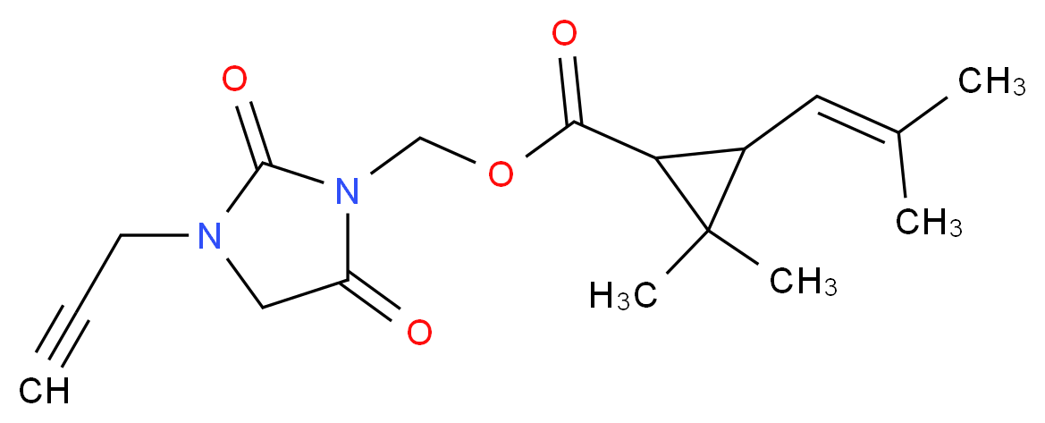 [2,5-dioxo-3-(prop-2-yn-1-yl)imidazolidin-1-yl]methyl 2,2-dimethyl-3-(2-methylprop-1-en-1-yl)cyclopropane-1-carboxylate_分子结构_CAS_72963-72-5