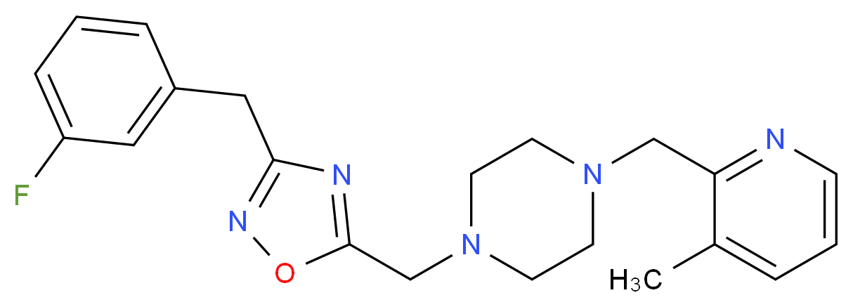 1-{[3-(3-fluorobenzyl)-1,2,4-oxadiazol-5-yl]methyl}-4-[(3-methyl-2-pyridinyl)methyl]piperazine_分子结构_CAS_)