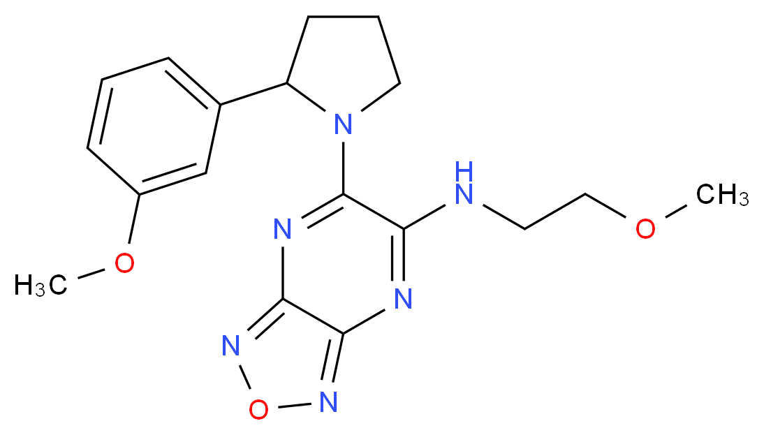 N-(2-methoxyethyl)-6-[2-(3-methoxyphenyl)-1-pyrrolidinyl][1,2,5]oxadiazolo[3,4-b]pyrazin-5-amine_分子结构_CAS_)