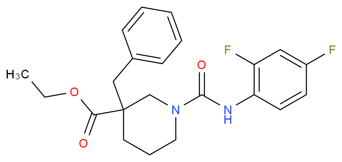 ethyl 3-benzyl-1-{[(2,4-difluorophenyl)amino]carbonyl}-3-piperidinecarboxylate_分子结构_CAS_)