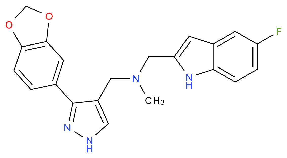 1-[3-(1,3-benzodioxol-5-yl)-1H-pyrazol-4-yl]-N-[(5-fluoro-1H-indol-2-yl)methyl]-N-methylmethanamine_分子结构_CAS_)