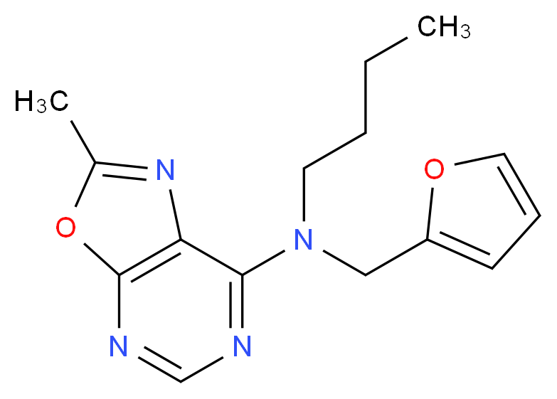 N-butyl-N-(2-furylmethyl)-2-methyl[1,3]oxazolo[5,4-d]pyrimidin-7-amine_分子结构_CAS_)