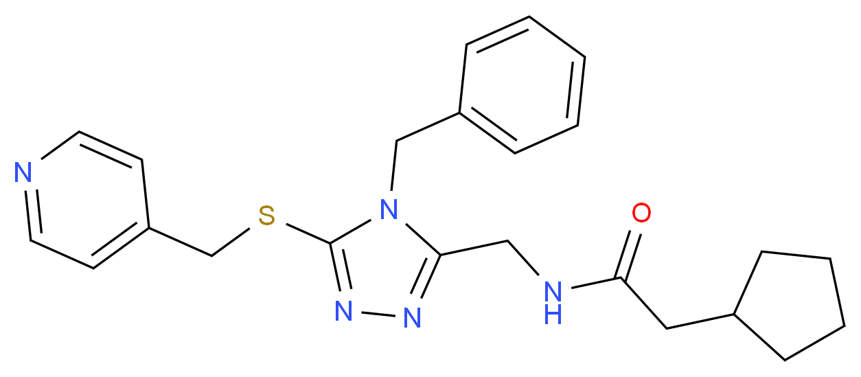 N-({4-benzyl-5-[(4-pyridinylmethyl)thio]-4H-1,2,4-triazol-3-yl}methyl)-2-cyclopentylacetamide_分子结构_CAS_)