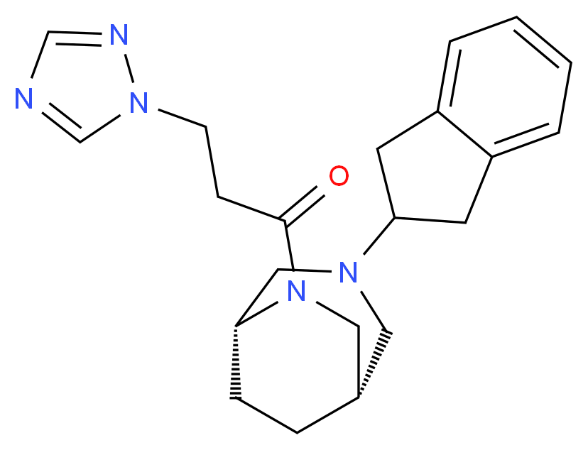 (1S*,5R*)-3-(2,3-dihydro-1H-inden-2-yl)-6-[3-(1H-1,2,4-triazol-1-yl)propanoyl]-3,6-diazabicyclo[3.2.2]nonane_分子结构_CAS_)