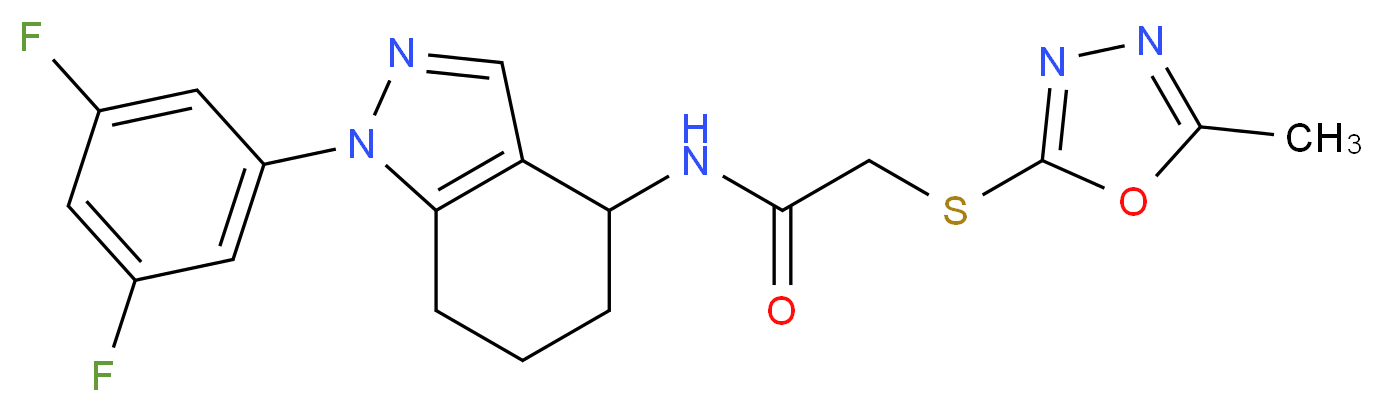 N-[1-(3,5-difluorophenyl)-4,5,6,7-tetrahydro-1H-indazol-4-yl]-2-[(5-methyl-1,3,4-oxadiazol-2-yl)thio]acetamide_分子结构_CAS_)