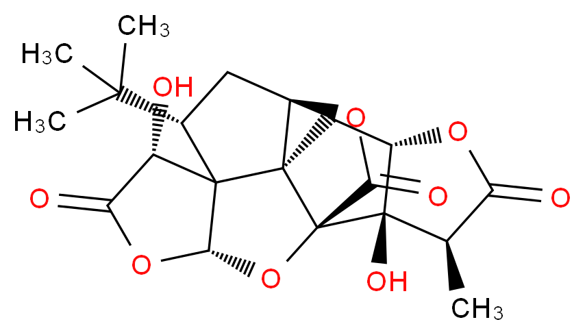 (1R,3R,6R,7S,8S,10R,11S,13S,16S,17R)-8-tert-butyl-6,17-dihydroxy-16-methyl-2,4,14,19-tetraoxahexacyclo[8.7.2.0^{1,11}.0^{3,7}.0^{7,11}.0^{13,17}]nonadecane-5,15,18-trione_分子结构_CAS_15291-75-5