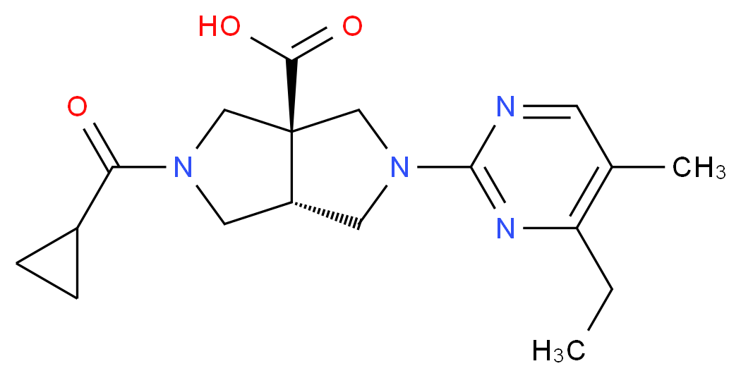 (3aR*,6aR*)-2-(cyclopropylcarbonyl)-5-(4-ethyl-5-methylpyrimidin-2-yl)hexahydropyrrolo[3,4-c]pyrrole-3a(1H)-carboxylic acid_分子结构_CAS_)