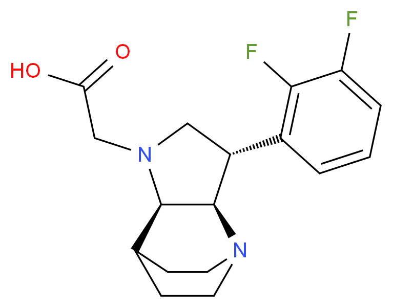 [(2R*,3S*,6R*)-3-(2,3-difluorophenyl)-1,5-diazatricyclo[5.2.2.0~2,6~]undec-5-yl]acetic acid_分子结构_CAS_)