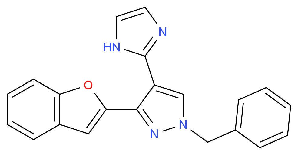 3-(1-benzofuran-2-yl)-1-benzyl-4-(1H-imidazol-2-yl)-1H-pyrazole_分子结构_CAS_)