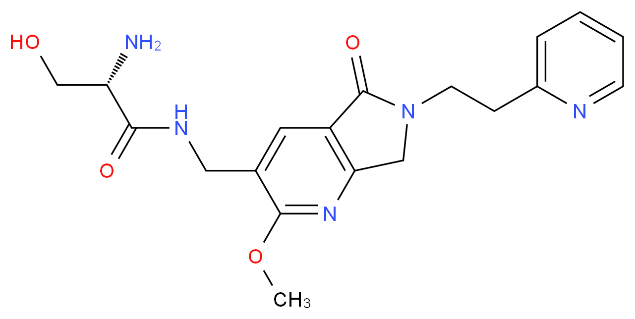 (2S)-2-amino-3-hydroxy-N-{[2-methoxy-5-oxo-6-(2-pyridin-2-ylethyl)-6,7-dihydro-5H-pyrrolo[3,4-b]pyridin-3-yl]methyl}propanamide_分子结构_CAS_)