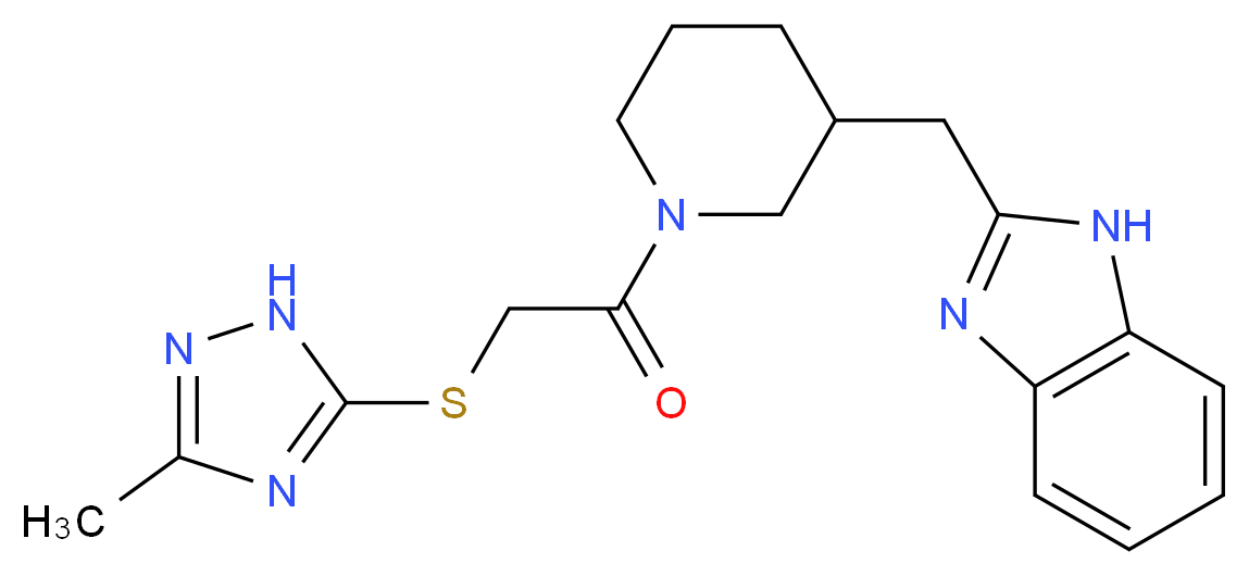 2-[(1-{[(3-methyl-1H-1,2,4-triazol-5-yl)thio]acetyl}-3-piperidinyl)methyl]-1H-benzimidazole_分子结构_CAS_)