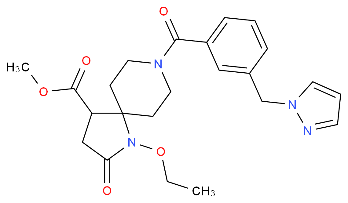 methyl 1-ethoxy-2-oxo-8-[3-(1H-pyrazol-1-ylmethyl)benzoyl]-1,8-diazaspiro[4.5]decane-4-carboxylate_分子结构_CAS_)