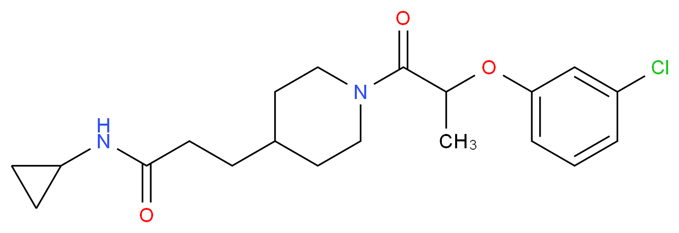 3-{1-[2-(3-chlorophenoxy)propanoyl]-4-piperidinyl}-N-cyclopropylpropanamide_分子结构_CAS_)
