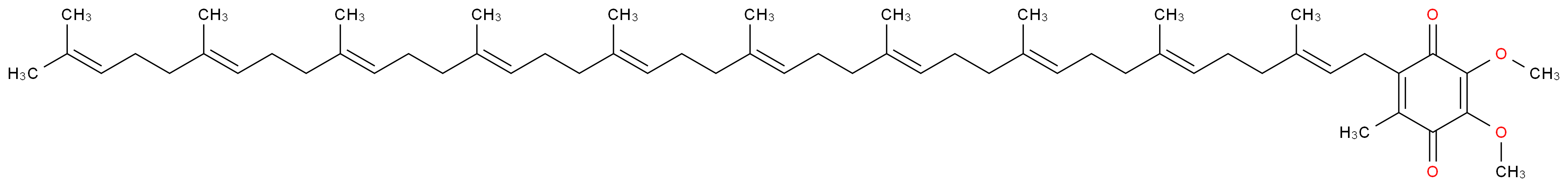 2-[(2E,6E,10E,14E,18E,22E,26E,30E,34E)-3,7,11,15,19,23,27,31,35,39-decamethyltetraconta-2,6,10,14,18,22,26,30,34,38-decaen-1-yl]-5,6-dimethoxy-3-methylcyclohexa-2,5-diene-1,4-dione_分子结构_CAS_303-98-0