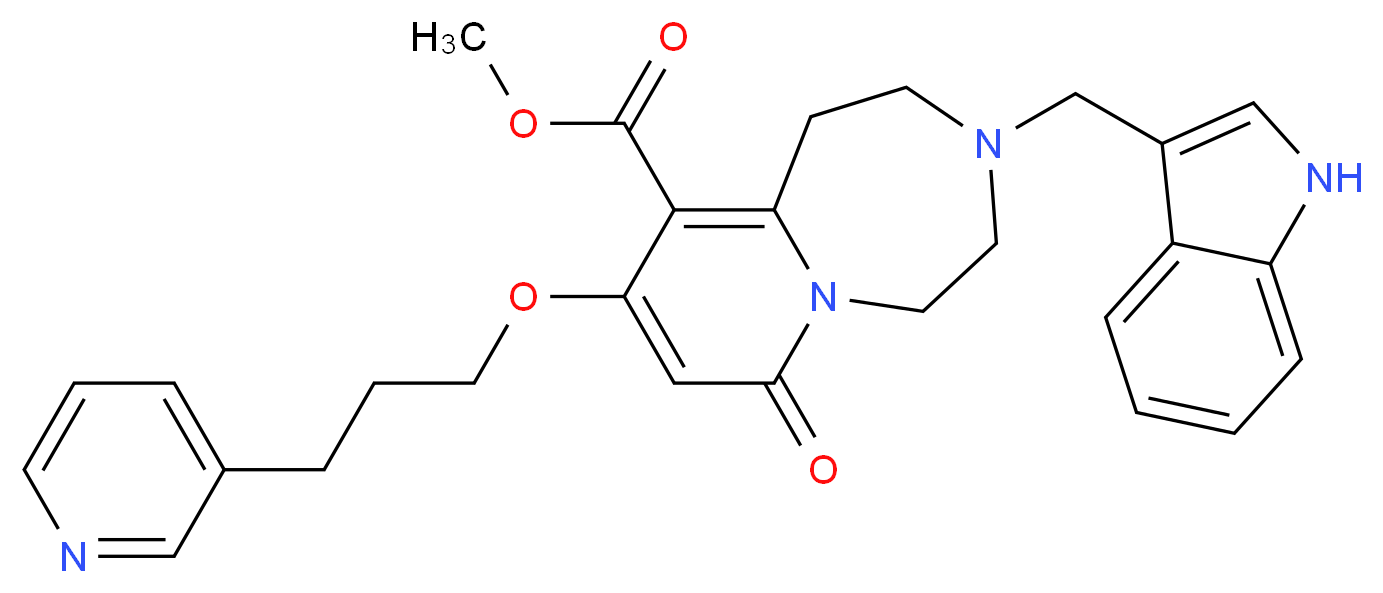 methyl 3-(1H-indol-3-ylmethyl)-7-oxo-9-[3-(3-pyridinyl)propoxy]-1,2,3,4,5,7-hexahydropyrido[1,2-d][1,4]diazepine-10-carboxylate_分子结构_CAS_)