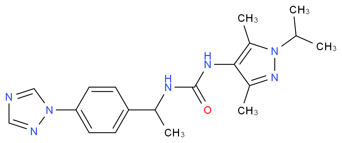 N-(1-isopropyl-3,5-dimethyl-1H-pyrazol-4-yl)-N'-{1-[4-(1H-1,2,4-triazol-1-yl)phenyl]ethyl}urea_分子结构_CAS_)