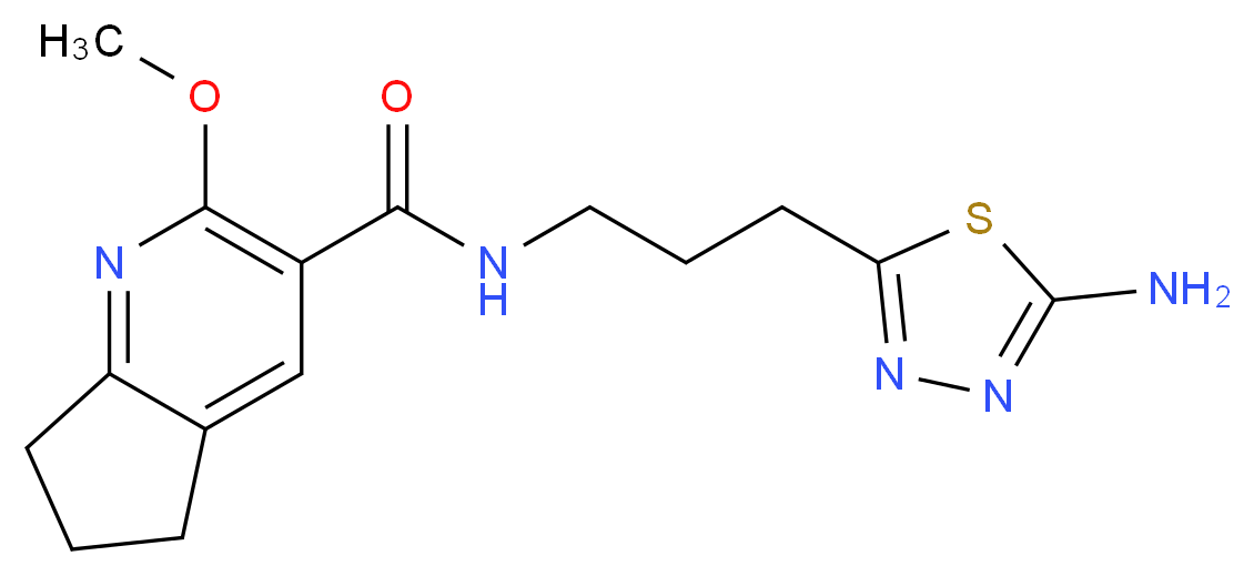 N-[3-(5-amino-1,3,4-thiadiazol-2-yl)propyl]-2-methoxy-6,7-dihydro-5H-cyclopenta[b]pyridine-3-carboxamide_分子结构_CAS_)