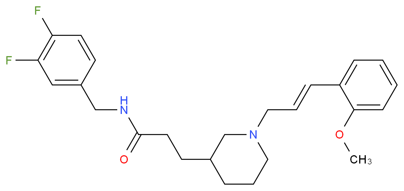 N-(3,4-difluorobenzyl)-3-{1-[(2E)-3-(2-methoxyphenyl)-2-propen-1-yl]-3-piperidinyl}propanamide_分子结构_CAS_)