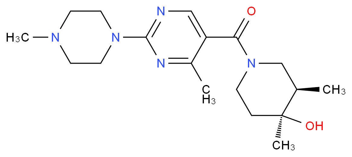 (3R*,4S*)-3,4-dimethyl-1-{[4-methyl-2-(4-methyl-1-piperazinyl)-5-pyrimidinyl]carbonyl}-4-piperidinol_分子结构_CAS_)