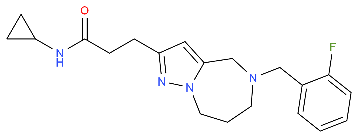 N-cyclopropyl-3-[5-(2-fluorobenzyl)-5,6,7,8-tetrahydro-4H-pyrazolo[1,5-a][1,4]diazepin-2-yl]propanamide_分子结构_CAS_)