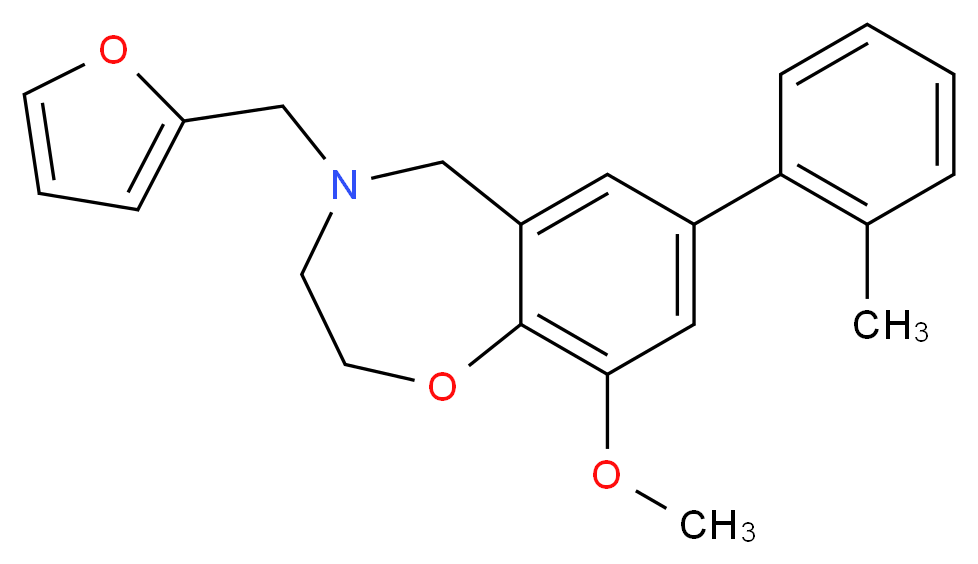 4-(2-furylmethyl)-9-methoxy-7-(2-methylphenyl)-2,3,4,5-tetrahydro-1,4-benzoxazepine_分子结构_CAS_)