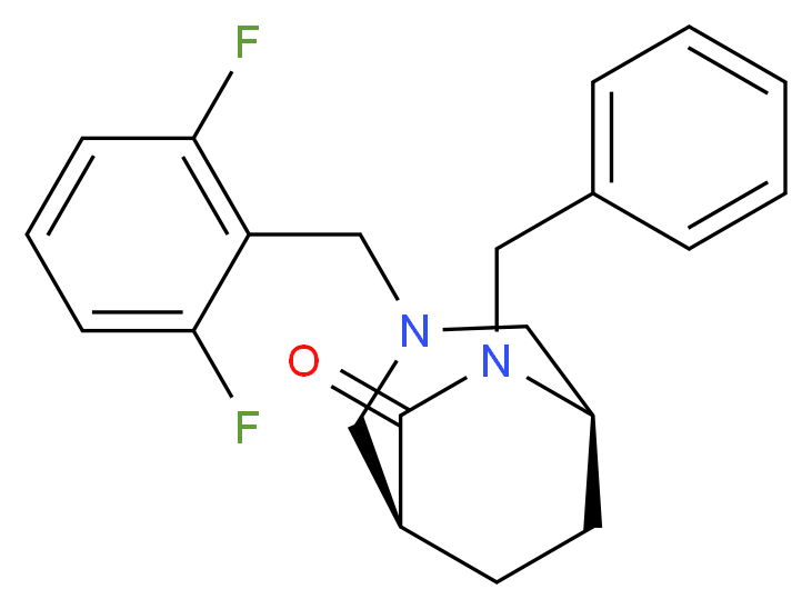 (1S*,5R*)-6-benzyl-3-(2,6-difluorobenzyl)-3,6-diazabicyclo[3.2.2]nonan-7-one_分子结构_CAS_)