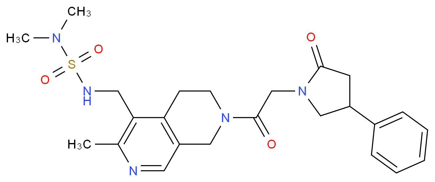 N,N-dimethyl-N'-({3-methyl-7-[(2-oxo-4-phenyl-1-pyrrolidinyl)acetyl]-5,6,7,8-tetrahydro-2,7-naphthyridin-4-yl}methyl)sulfamide_分子结构_CAS_)