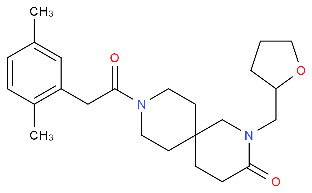 9-[(2,5-dimethylphenyl)acetyl]-2-(tetrahydrofuran-2-ylmethyl)-2,9-diazaspiro[5.5]undecan-3-one_分子结构_CAS_)