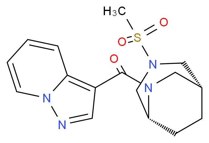 3-{[(1R*,5R*)-3-(methylsulfonyl)-3,6-diazabicyclo[3.2.2]non-6-yl]carbonyl}pyrazolo[1,5-a]pyridine_分子结构_CAS_)