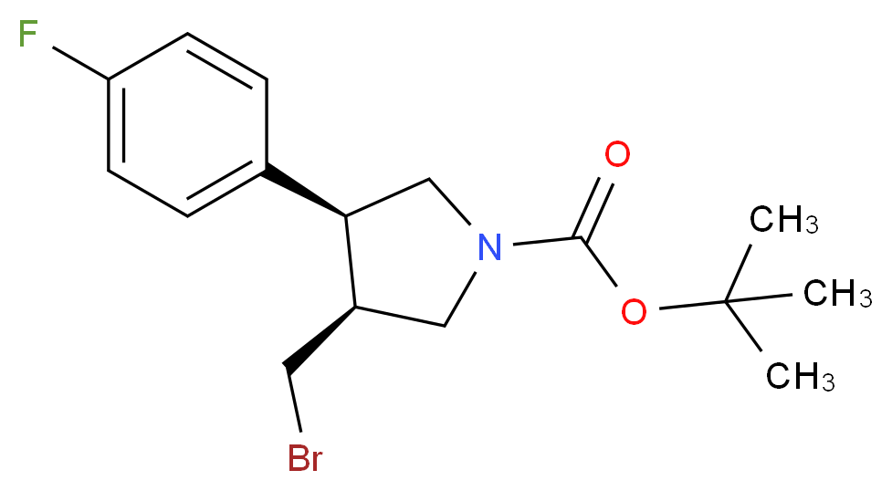 tert-butyl (3S,4S)-3-(bromomethyl)-4-(4-fluorophenyl)pyrrolidine-1-carboxylate_分子结构_CAS_1260613-47-5