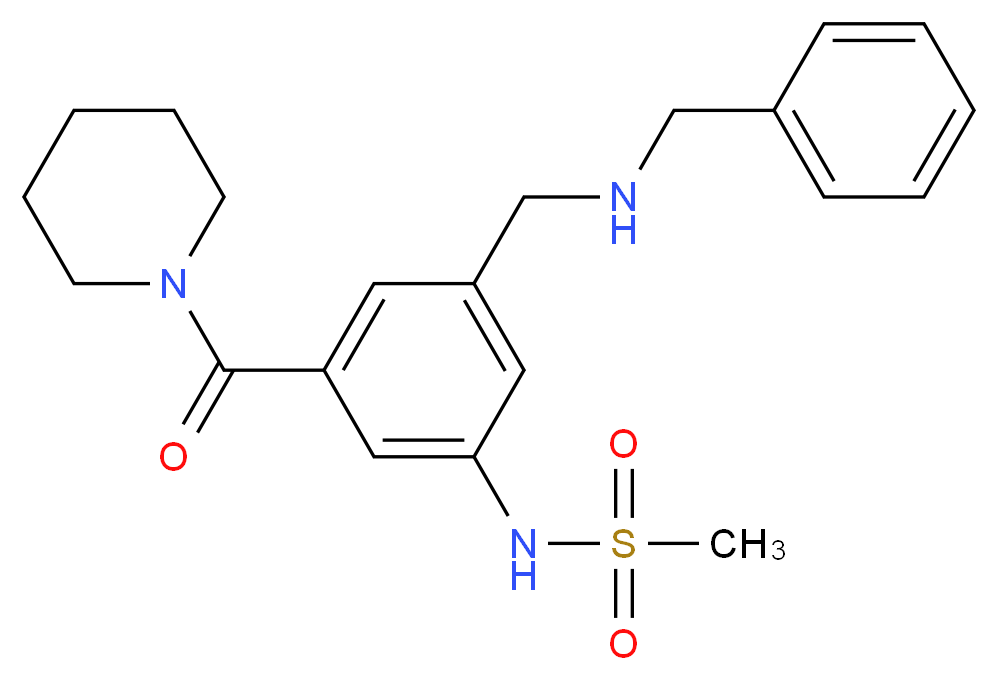 N-[3-[(benzylamino)methyl]-5-(1-piperidinylcarbonyl)phenyl]methanesulfonamide_分子结构_CAS_)