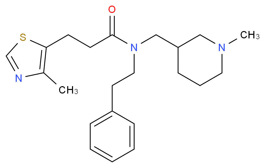 N-[(1-methyl-3-piperidinyl)methyl]-3-(4-methyl-1,3-thiazol-5-yl)-N-(2-phenylethyl)propanamide_分子结构_CAS_)