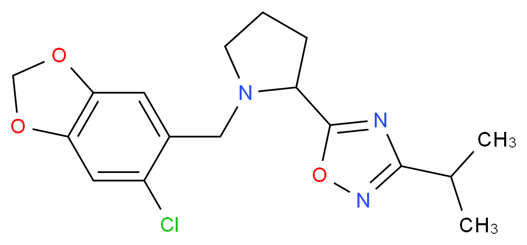 5-{1-[(6-chloro-1,3-benzodioxol-5-yl)methyl]pyrrolidin-2-yl}-3-isopropyl-1,2,4-oxadiazole_分子结构_CAS_)
