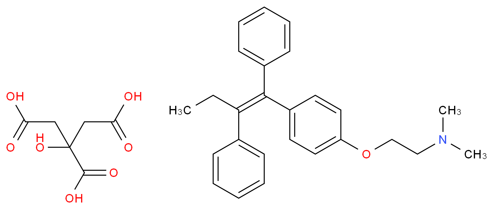 {2-[4-(1,2-Diphenyl-1-buten-1-yl)phenoxy]ethyl}dim ethylamine 2-hydroxy-1,2,3-propanetricarboxylate (_分子结构_CAS_54965-24-1)