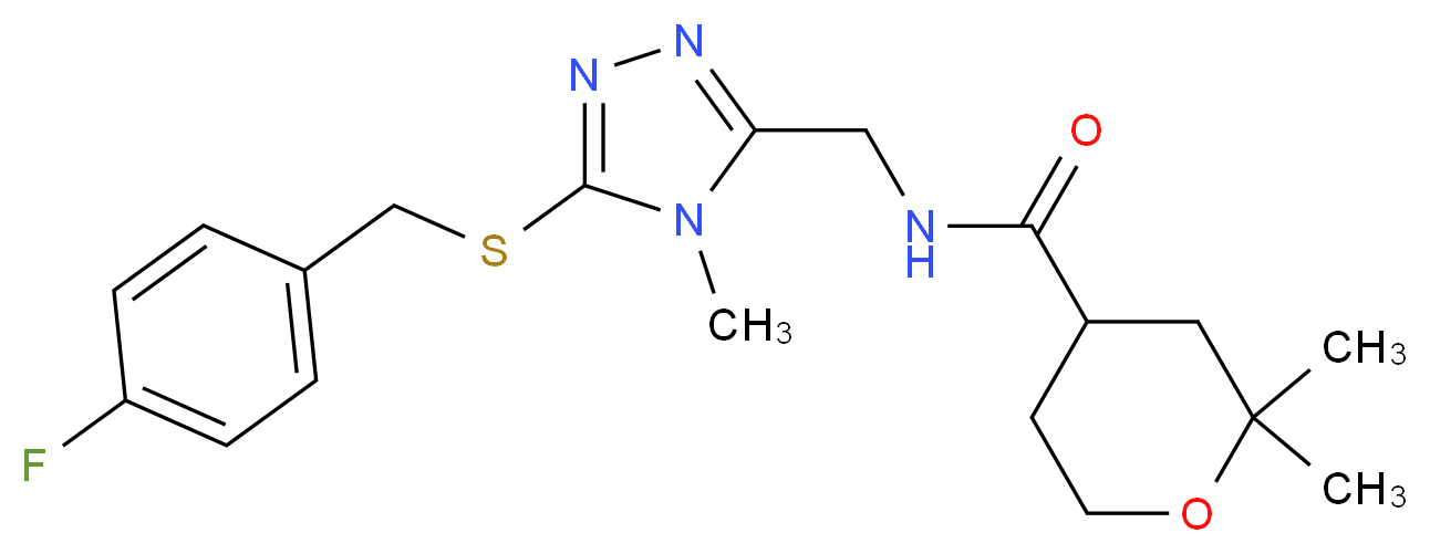 N-({5-[(4-fluorobenzyl)thio]-4-methyl-4H-1,2,4-triazol-3-yl}methyl)-2,2-dimethyltetrahydro-2H-pyran-4-carboxamide_分子结构_CAS_)