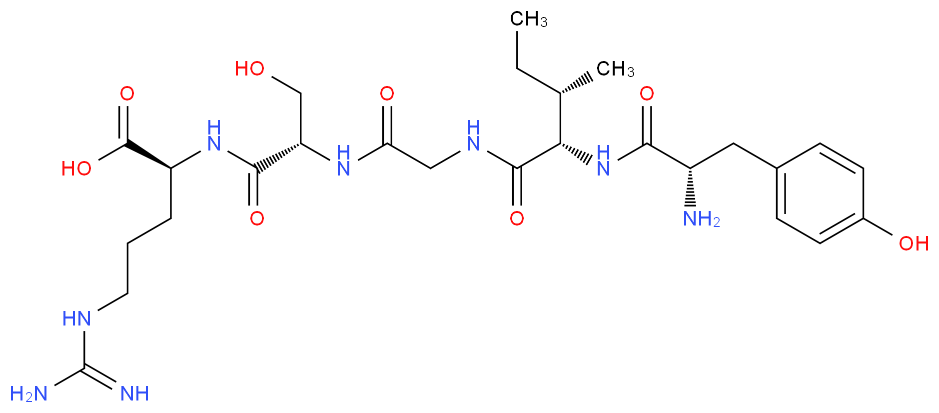 (2S)-2-[(2S)-2-{2-[(2S,3S)-2-[(2S)-2-amino-3-(4-hydroxyphenyl)propanamido]-3-methylpentanamido]acetamido}-3-hydroxypropanamido]-5-carbamimidamidopentanoic acid_分子结构_CAS_110590-64-2