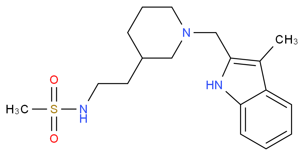 N-(2-{1-[(3-methyl-1H-indol-2-yl)methyl]piperidin-3-yl}ethyl)methanesulfonamide_分子结构_CAS_)