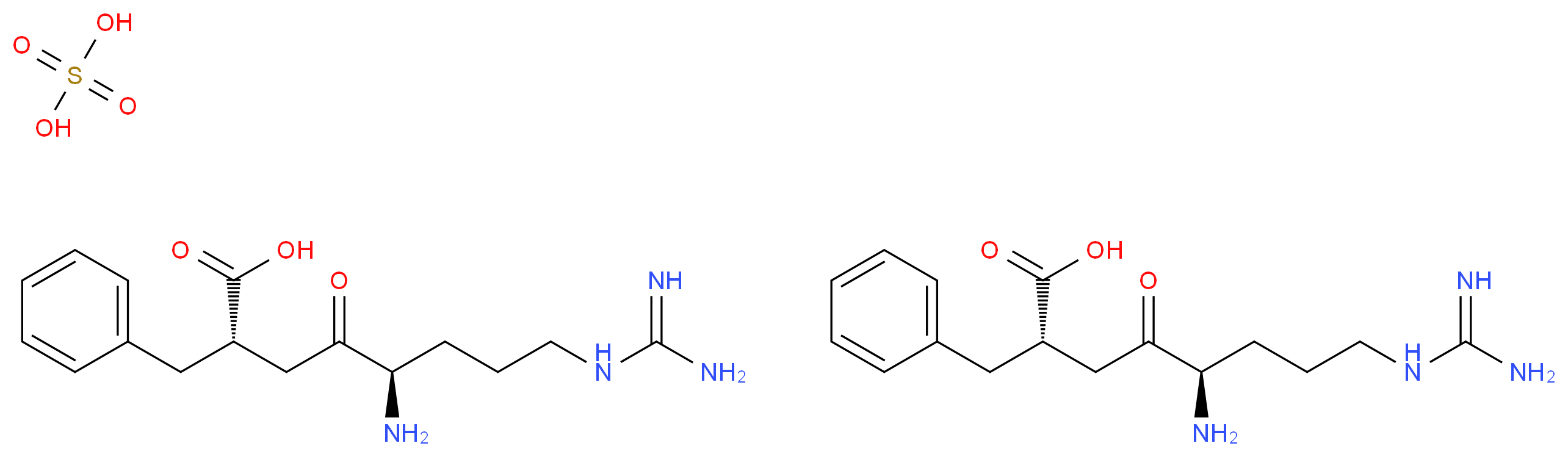 bis((2S,5R)-5-amino-2-benzyl-8-carbamimidamido-4-oxooctanoic acid); sulfuric acid_分子结构_CAS_144110-37-2