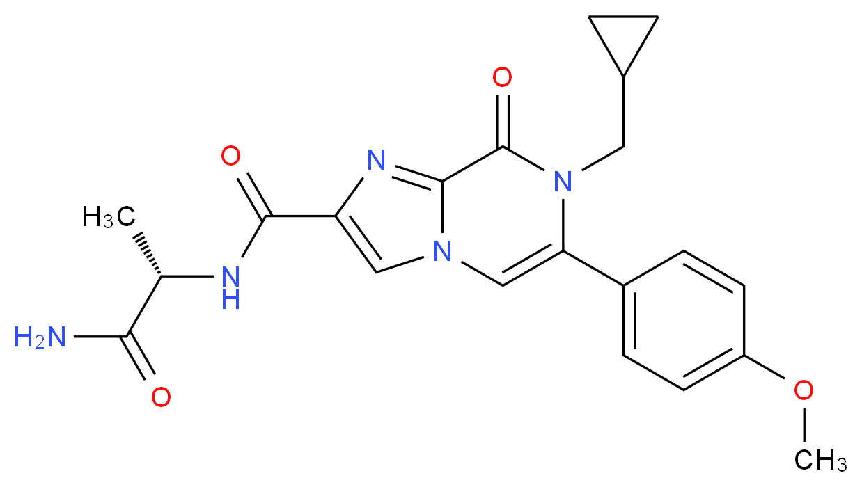 N-[(1S)-2-amino-1-methyl-2-oxoethyl]-7-(cyclopropylmethyl)-6-(4-methoxyphenyl)-8-oxo-7,8-dihydroimidazo[1,2-a]pyrazine-2-carboxamide_分子结构_CAS_)