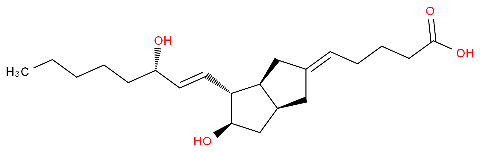 5-[(2E,3aS,4R,5R,6aS)-5-hydroxy-4-[(1E,3S)-3-hydroxyoct-1-en-1-yl]-octahydropentalen-2-ylidene]pentanoic acid_分子结构_CAS_69552-46-1
