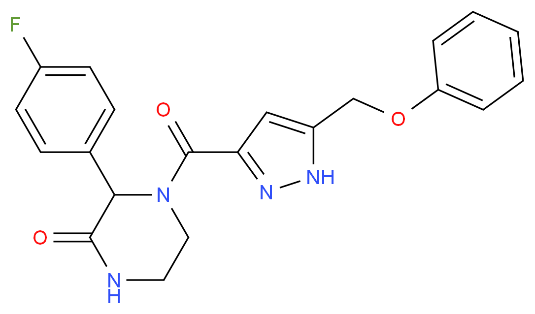 3-(4-fluorophenyl)-4-{[5-(phenoxymethyl)-1H-pyrazol-3-yl]carbonyl}-2-piperazinone_分子结构_CAS_)
