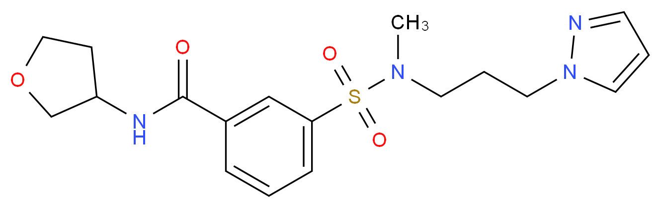 3-({methyl[3-(1H-pyrazol-1-yl)propyl]amino}sulfonyl)-N-(tetrahydrofuran-3-yl)benzamide_分子结构_CAS_)