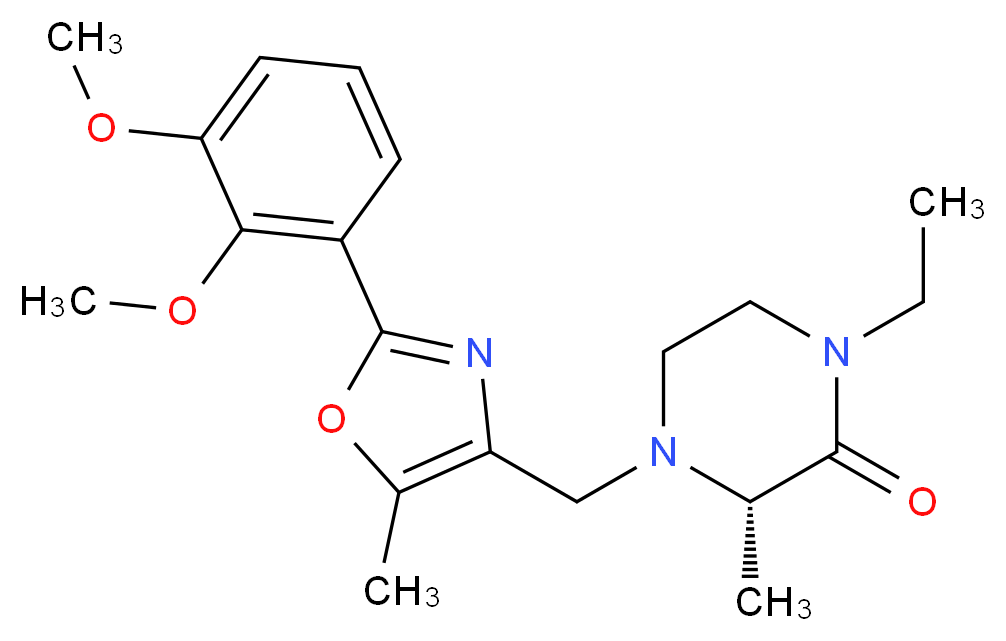 (3S)-4-{[2-(2,3-dimethoxyphenyl)-5-methyl-1,3-oxazol-4-yl]methyl}-1-ethyl-3-methyl-2-piperazinone_分子结构_CAS_)
