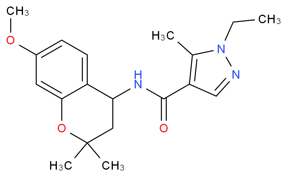 1-ethyl-N-(7-methoxy-2,2-dimethyl-3,4-dihydro-2H-chromen-4-yl)-5-methyl-1H-pyrazole-4-carboxamide_分子结构_CAS_)