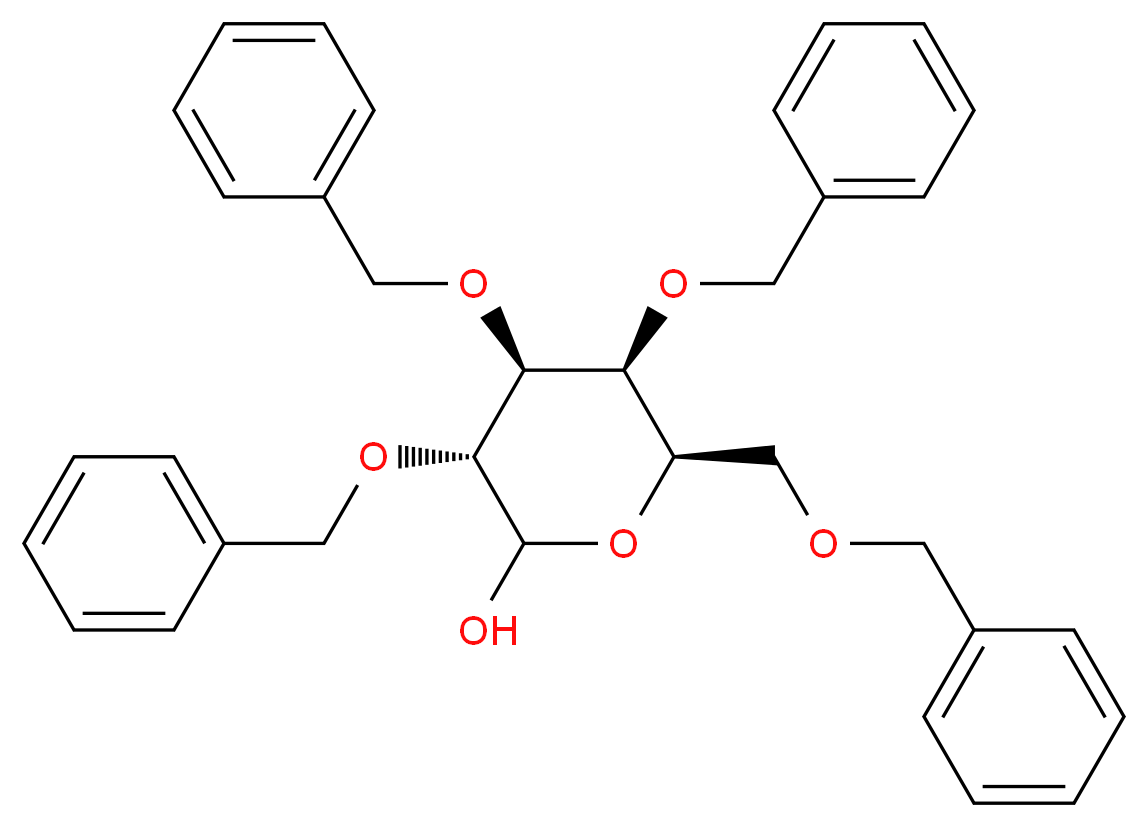 (3R,4S,5S,6R)-3,4,5-tris(benzyloxy)-6-[(benzyloxy)methyl]oxan-2-ol_分子结构_CAS_53081-25-7